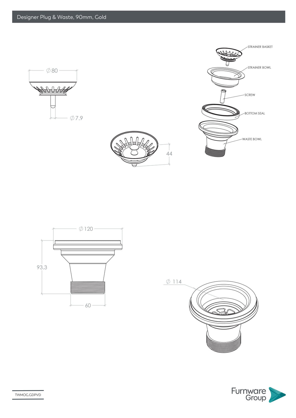 90mm Designer Plug & Waste