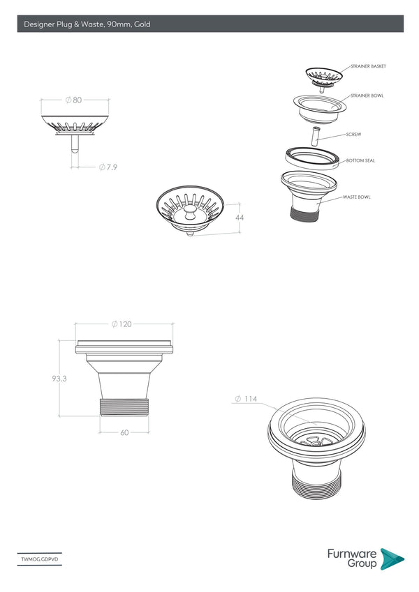 90mm Designer Plug & Waste