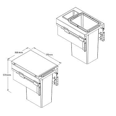 VS Envi Space XX Pro Waste Bin, 400mm, 1 x 35L & 1 x 1.2L Bin Secondary image