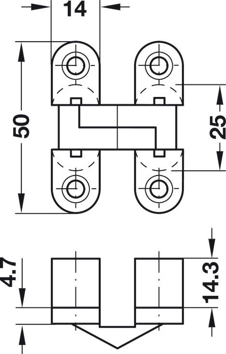 Hinge, Vici, for concealed mounting, Zinc alloy Secondary image