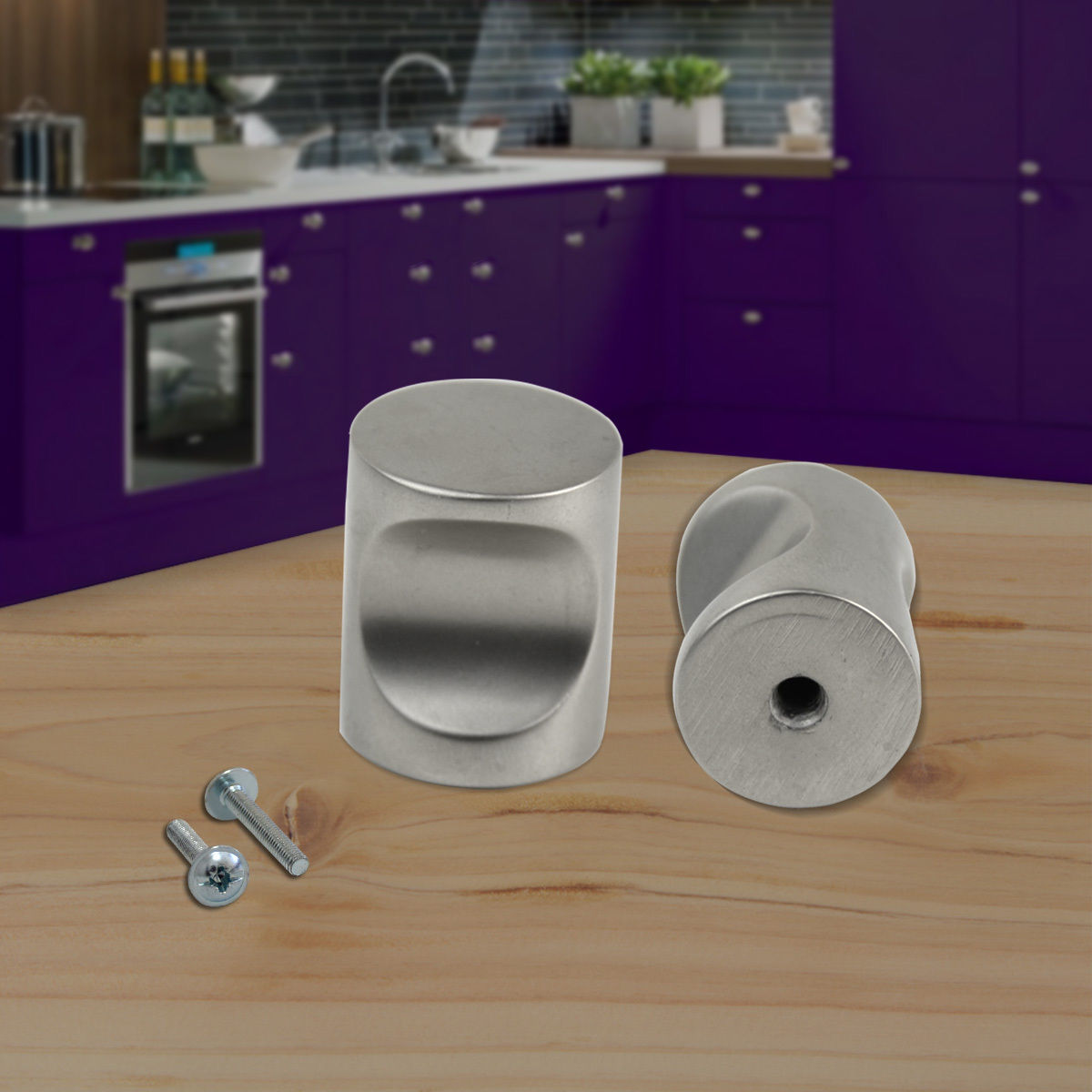 Round Knob For Kitchen Cabinet Door & Vanity Units, Satin Chrome Main image