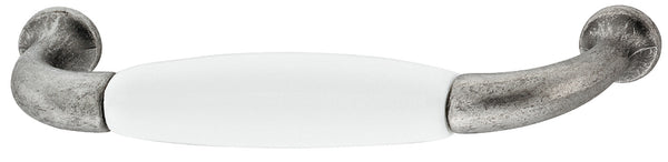 Antique Drawer Pull Handle, Porcelain White Base