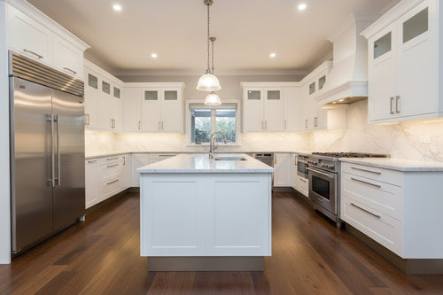 kitchen with aluminium kickboard in bronze colour
