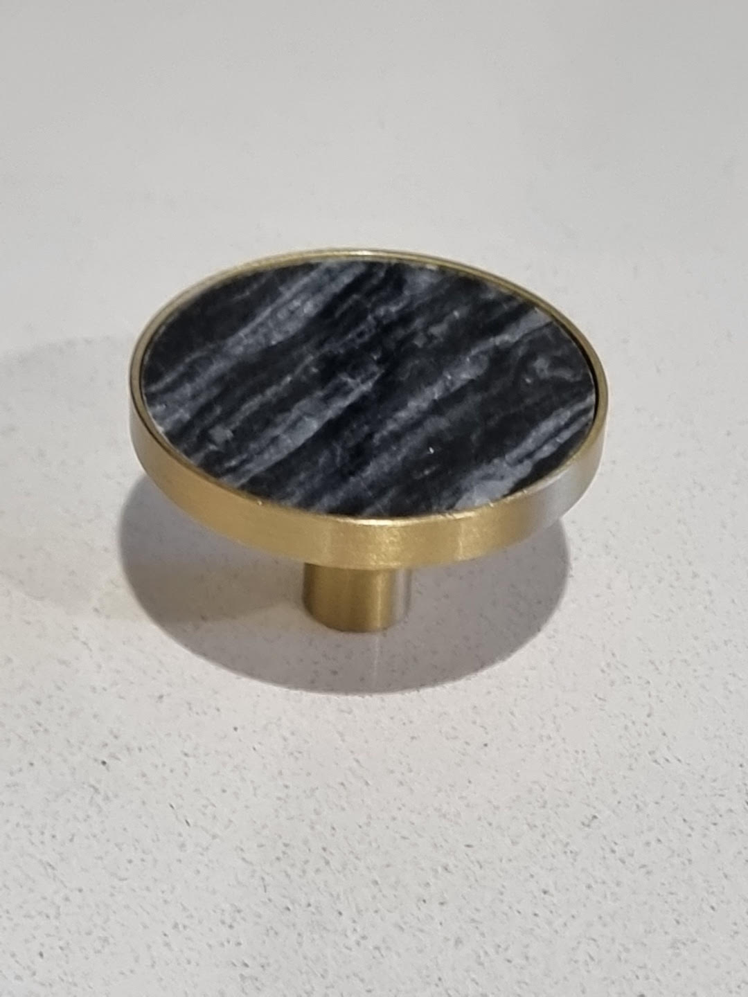 Round Knob Brass With Dark Grey Marble Insert Main image