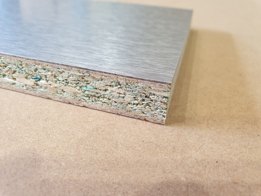 Stuck on board Brushed Aluminium Kickboard Laminate Height 150mm At 64