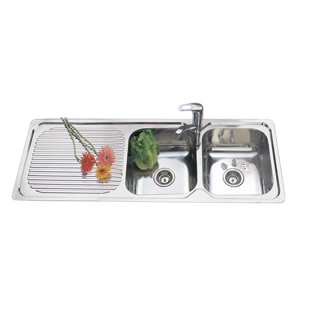 Double bowl kitchen sink with drainer new arrivals