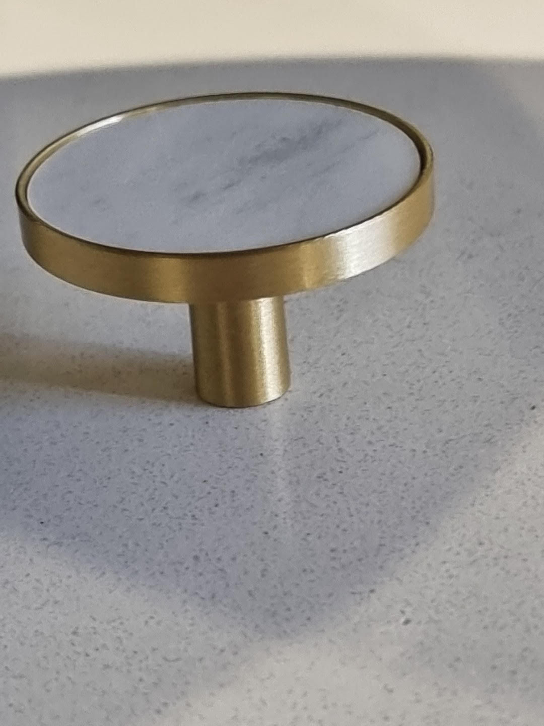 Round Brass With White Marble Insert Knob Round Brass With White Marble Insert Knob