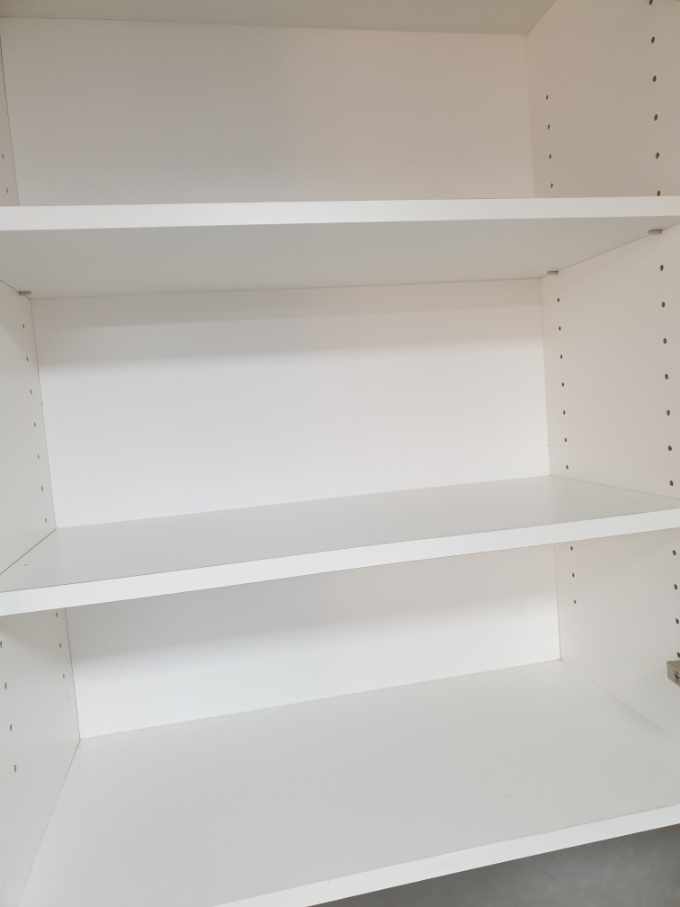 Custom made white melamine shelf 16mm 1 x edge Handles And More