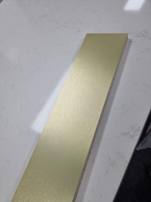 Stuck on board Brushed Gold colour Aluminium Kickboard Laminate Height 150mm - Image 2