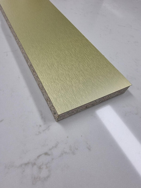 Stuck on board Brushed Gold colour Aluminium Kickboard Laminate Height 150mm