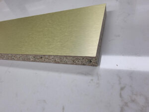 Stuck on board Brushed Gold colour Aluminium Kickboard Laminate Height 150mm - Image 4
