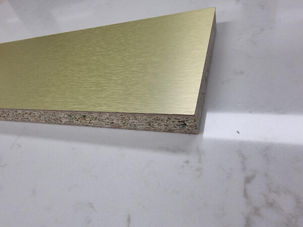 Stuck on board Brushed Gold colour Aluminium Kickboard Laminate Height 150mm