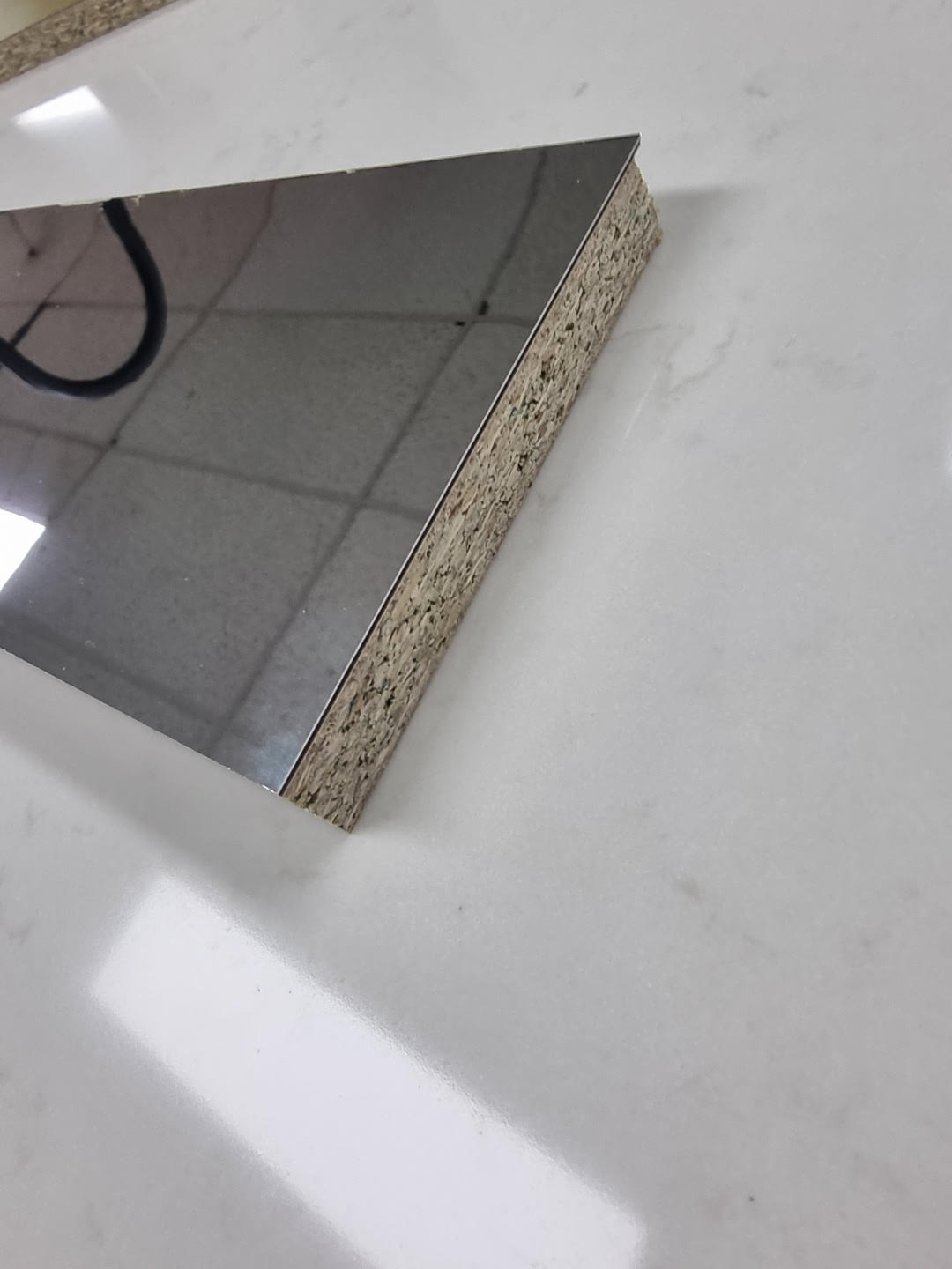 Stuck on board mirror Aluminium Kickboard Laminate Height 150mm