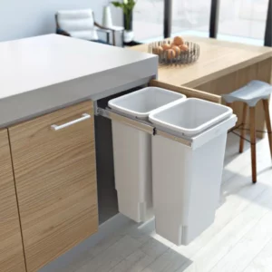 Hideaway Waste Bin Compact Soft-Close 2x35Ltr (Handle Pull)