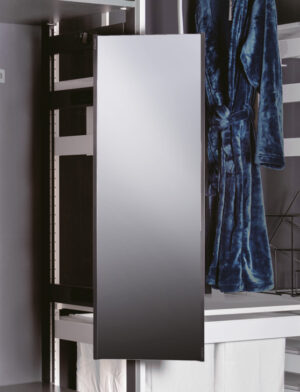 Extendable Wardrobe Mirror – 180° Swivel, Black Aluminum