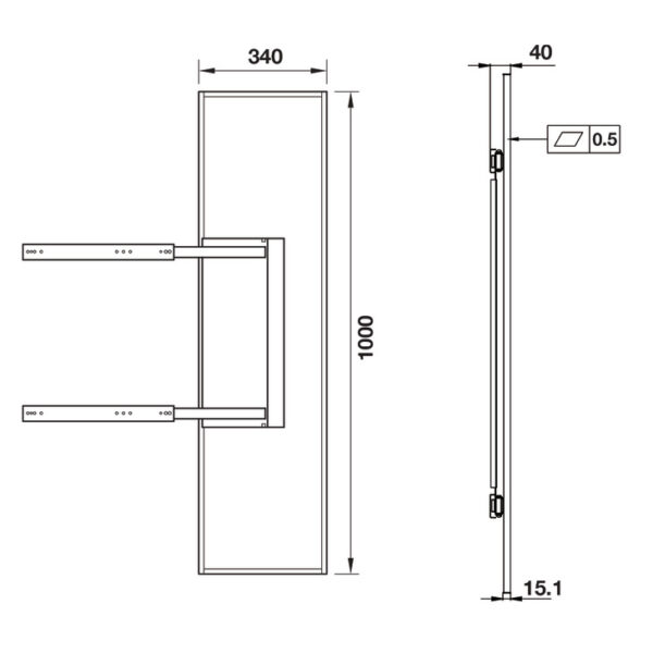 Extendable Wardrobe Mirror – 180° Swivel, Black Aluminum