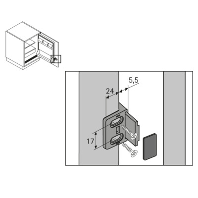 Door-on-Door Slider Fitting for Built-In Refrigerators